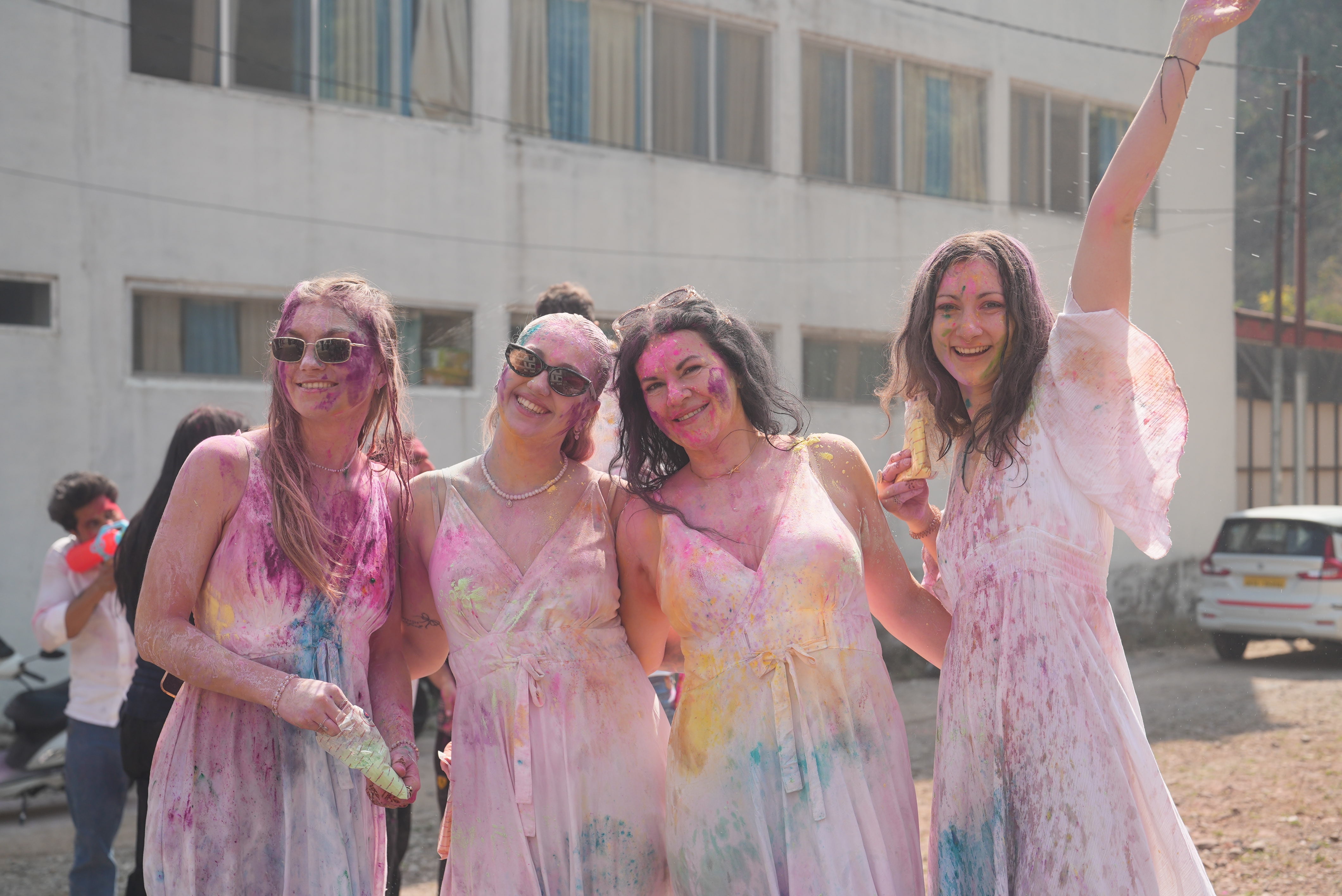 The Waves & Within group celebrating Holi in Rishikesh