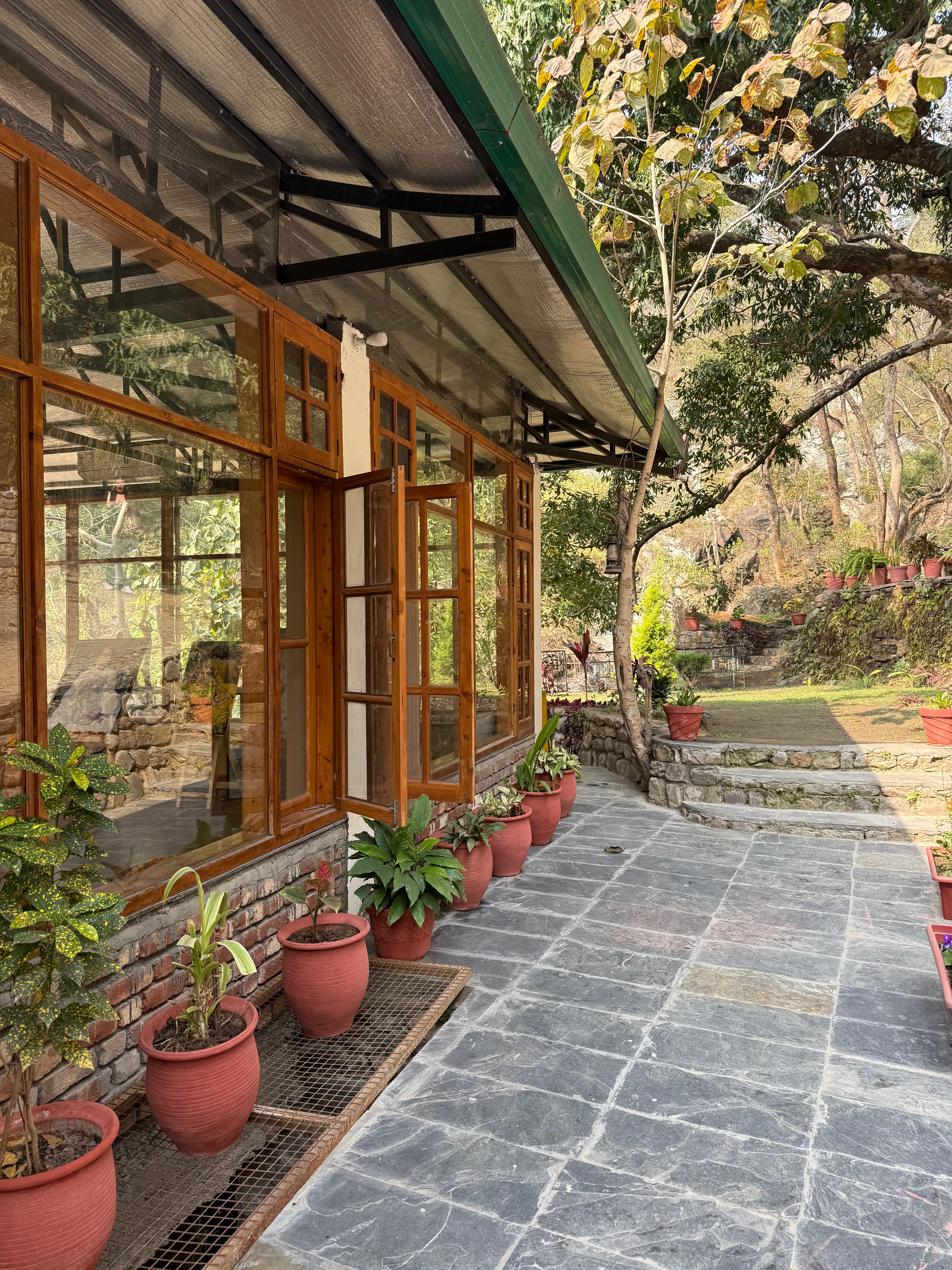 Daily yoga at the retreat centre in Rishikesh